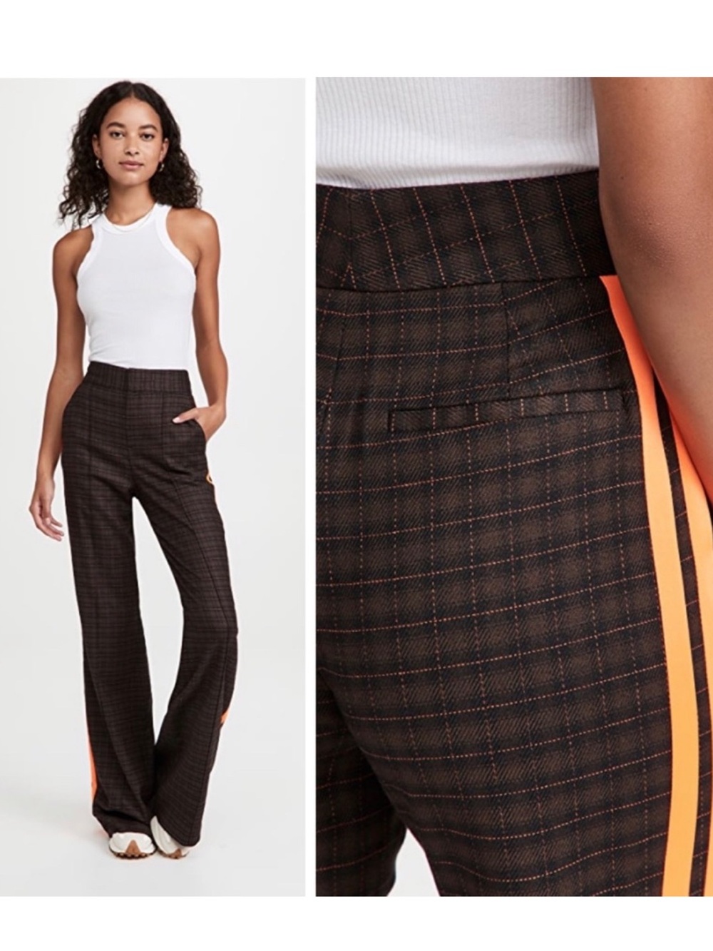 Alice + Olivia Dylan Plaid High Waist Pant Trouser Wide Leg Wool Side Stripe 10